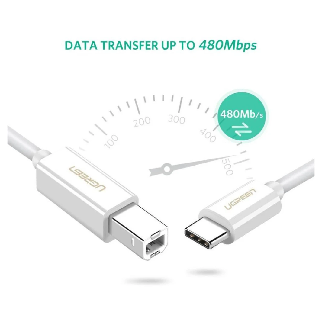 كابل USB C إلى Type B للطابعة والماسح الضوئي من UGREEN US241 - كابل USB C إلى Type B لتوصيل الطابعة والماسح الضوئي