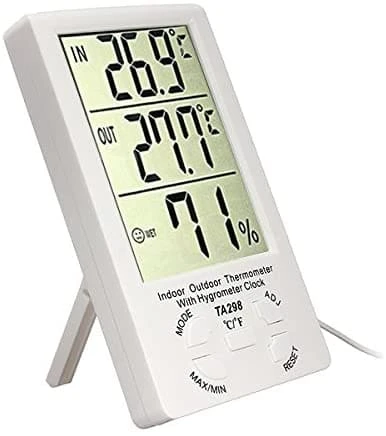 مقياس حرارة رقمي داخلي وخارجي مزود بمقياس رطوبة (-40 / 70+)