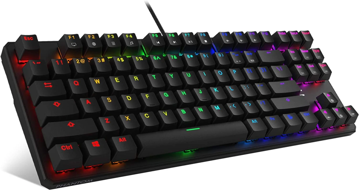 لوحة مفاتيح ميكانيكية Tecware Phantom 87 Key، LED RGB، مفتاح Outemu Brown