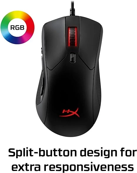 ماوس الألعاب HyperX Pulsefire Raid، 11 زرًا قابلًا للبرمجة، RGB، تصميم مريح، مقابض جانبية مريحة، تخصيص يتم التحكم فيه بواسطة البرنامج، أسود