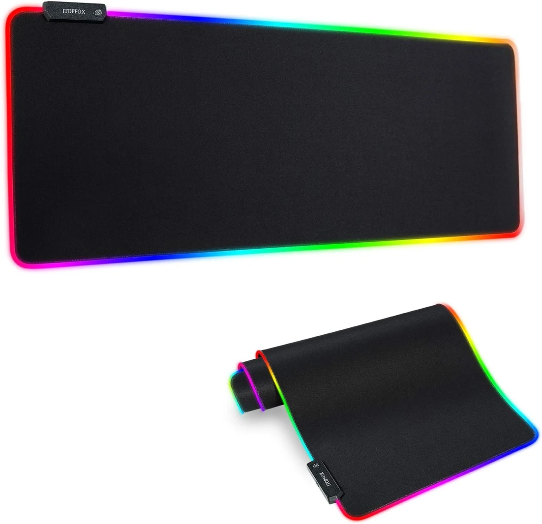 لوحة ماوس ألعاب RGB - لوحة ماوس LED كبيرة ممتدة مع 14 وضع إضاءة و2 سطوع، قاعدة مطاطية مضادة للانزلاق مع طلاء مقاوم للماء، لوحة ماوس للاعبي الألعاب 800×300×4 مم/31.5×11.8×0.16 بوصة