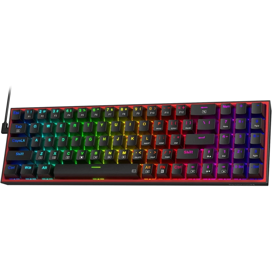 لوحة مفاتيح ألعاب Redragon K628 Pollux 75% سلكية RGB 78 مفتاحًا مع مقبس تبديل ساخن بنسبة 100% - مفتاح أحمر