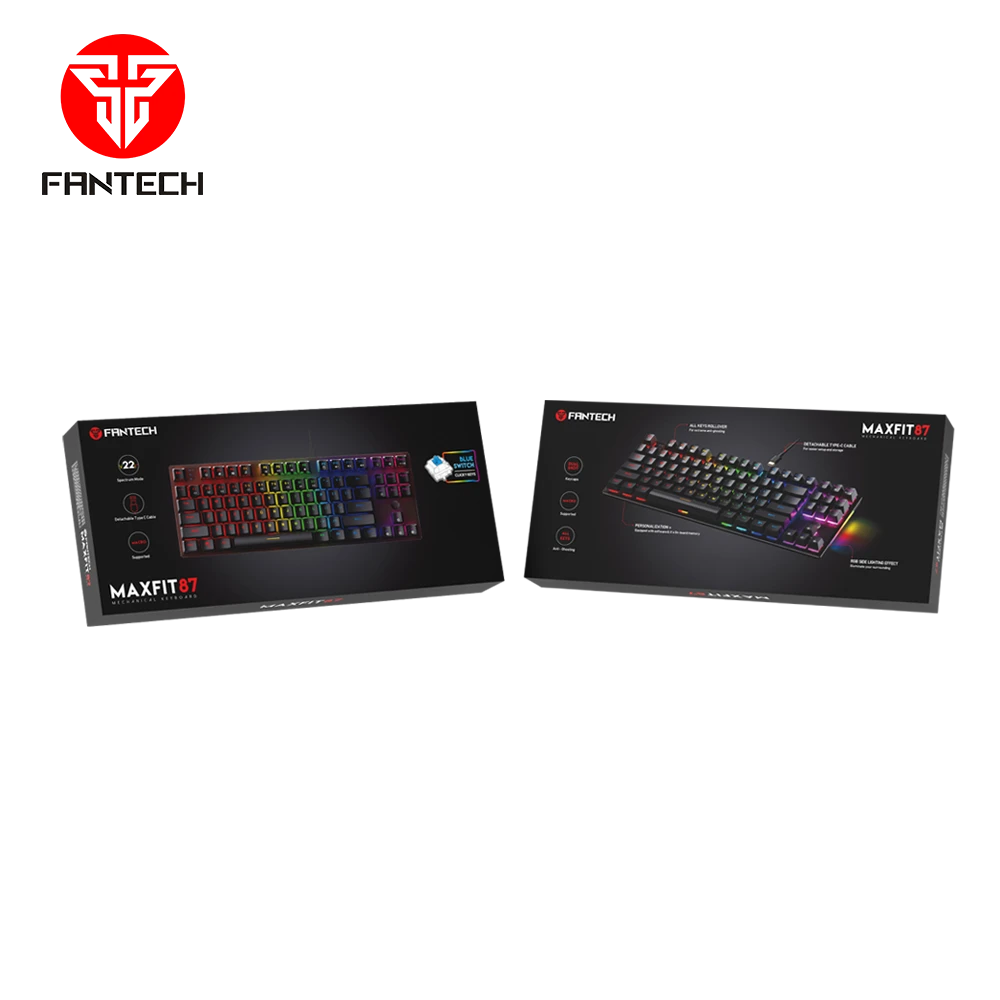 لوحة مفاتيح ميكانيكية FANTECH MAXFIT87 MK856 RGB بمفتاح أزرق