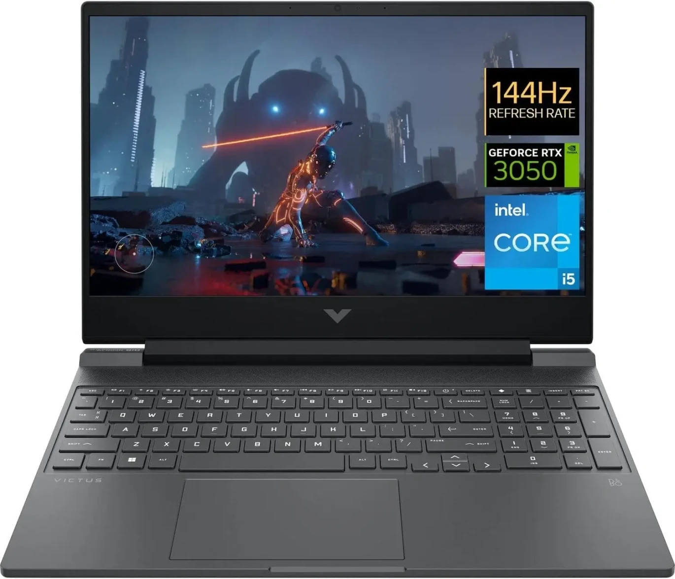 كمبيوتر محمول للألعاب HP VICTUS 15 15-fa1043ne - معالج Intel Core i5-13500H من الجيل الثالث - GeForce RTX 3050 6GB - شاشة FHD IPS 144Hz مقاس 15.6 بوصة