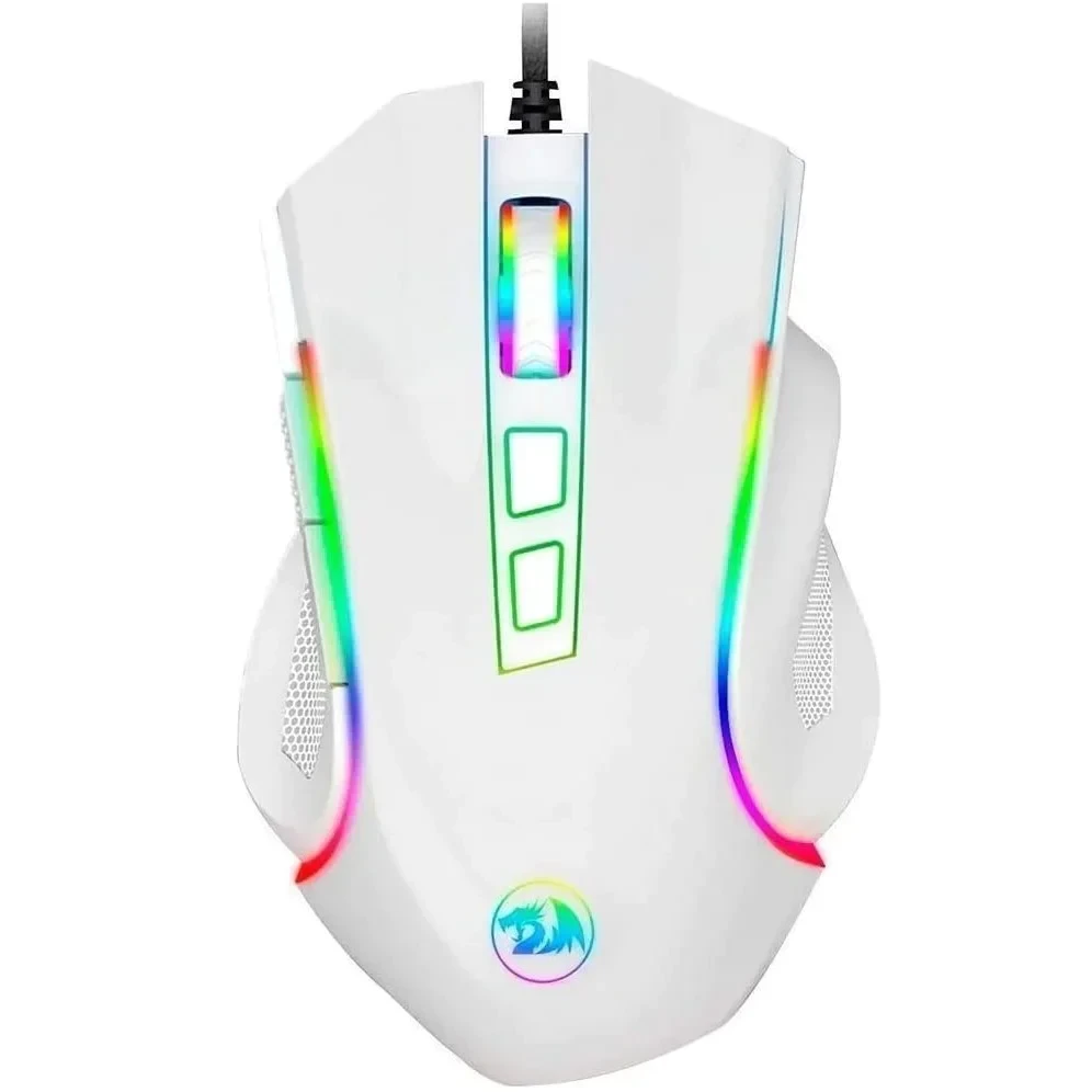 Redragon Authorized Reseller Store Redragon M607W Griffin White Wired USB Gaming Mouse with 7 Programmable Buttons / 7200 DPI / RGB Lighting for Windows/Mac PC