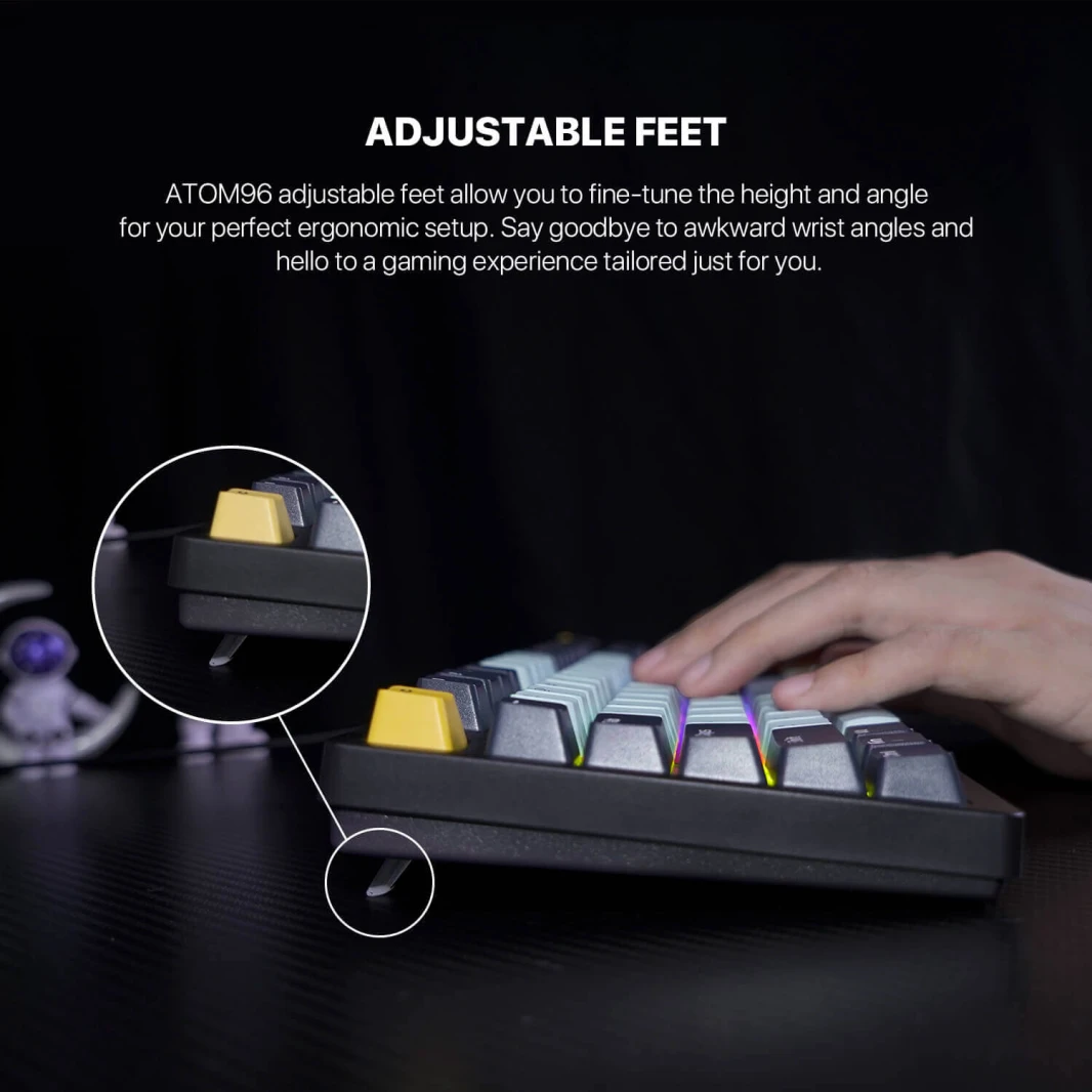 لوحة مفاتيح الألعاب الميكانيكية FANTECH ATOM96 MK890V2 – سلسلة MIZU باللون الأزرق السماوي
