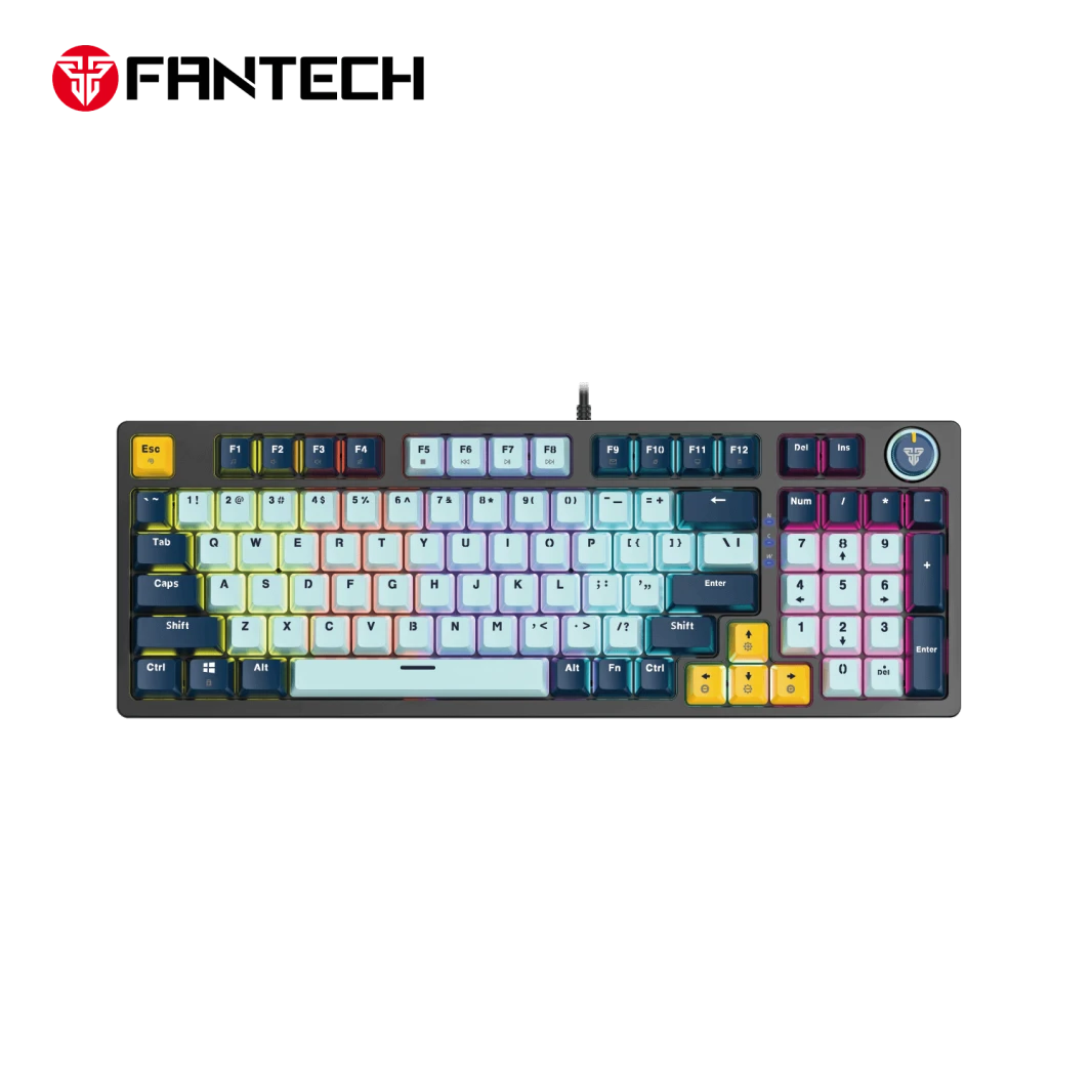 لوحة مفاتيح الألعاب الميكانيكية FANTECH ATOM96 MK890V2 – سلسلة MIZU باللون الأزرق السماوي