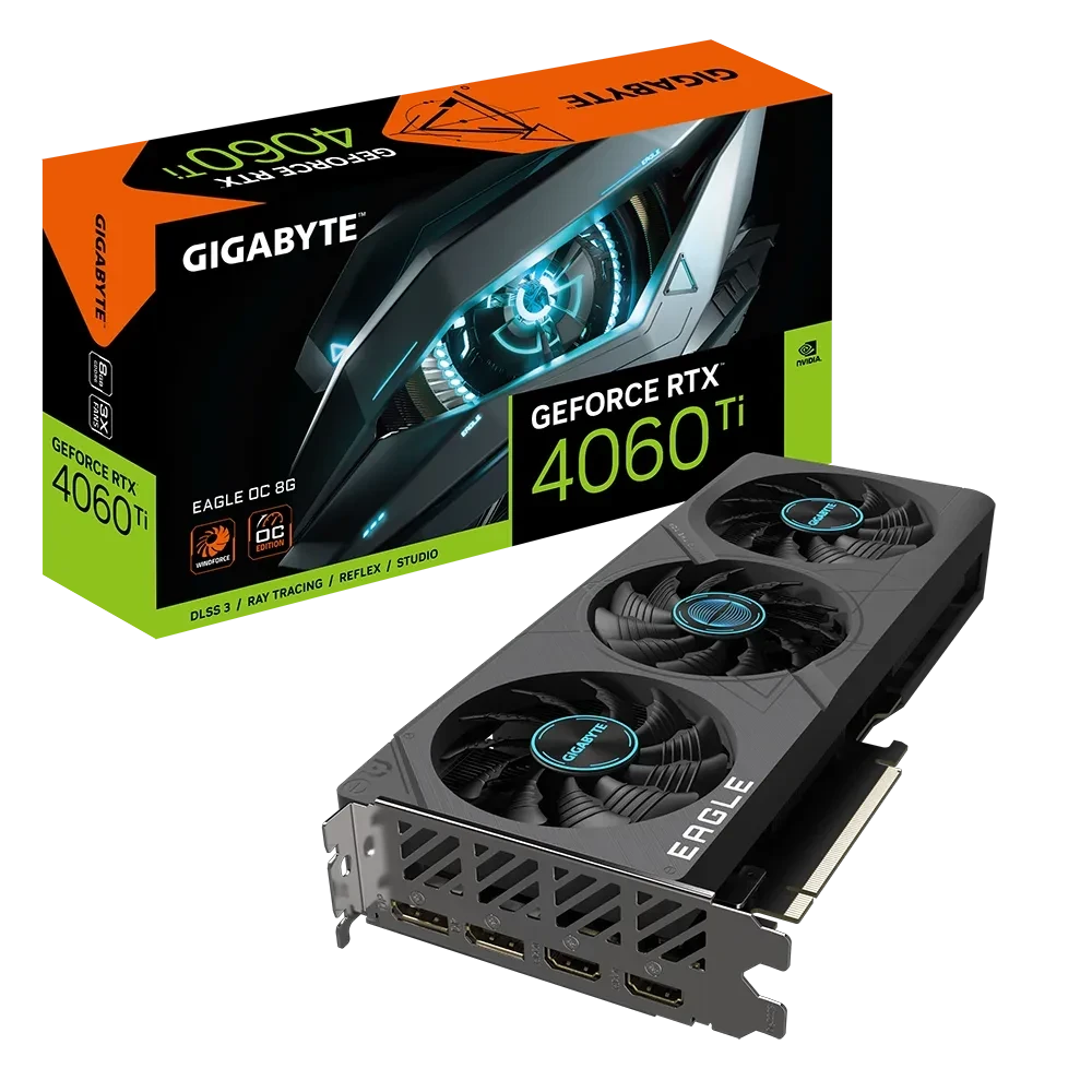 Gigabyte Geforce RTX 4060 Ti Eagle OC 8G (Rev. 1.0) ، 3x Windforce Fans ، DLSS 3.0 ، Ray Tracing ، 8GB 128bit 288GB/ S GDDR6 ، PCI-E 4.0 ، HDMI 2.1A/ DP1.4A