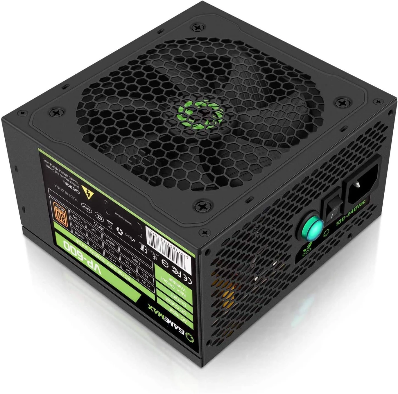 مزود الطاقة 600W مع وضع ECO ، 80+ معتمد من البرونز ، GameMax VP-600