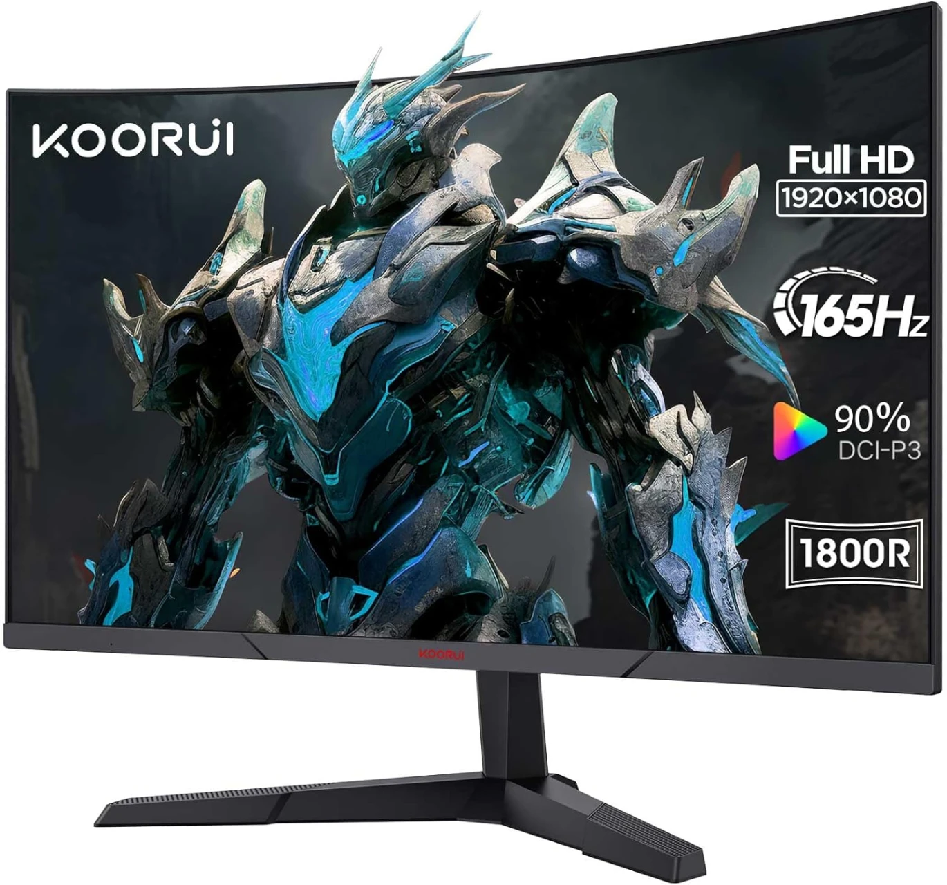 شاشة الكمبيوتر Koorui 24 بوصة - FHD 1080P MAMING MONITION 165Hz VA 1MS 1800R LED شاشات LED مع رعاية عالية ، HDMI X2 /DP ، متوافقة مع VESA ، قابلة للتعديل ، رعاية العين