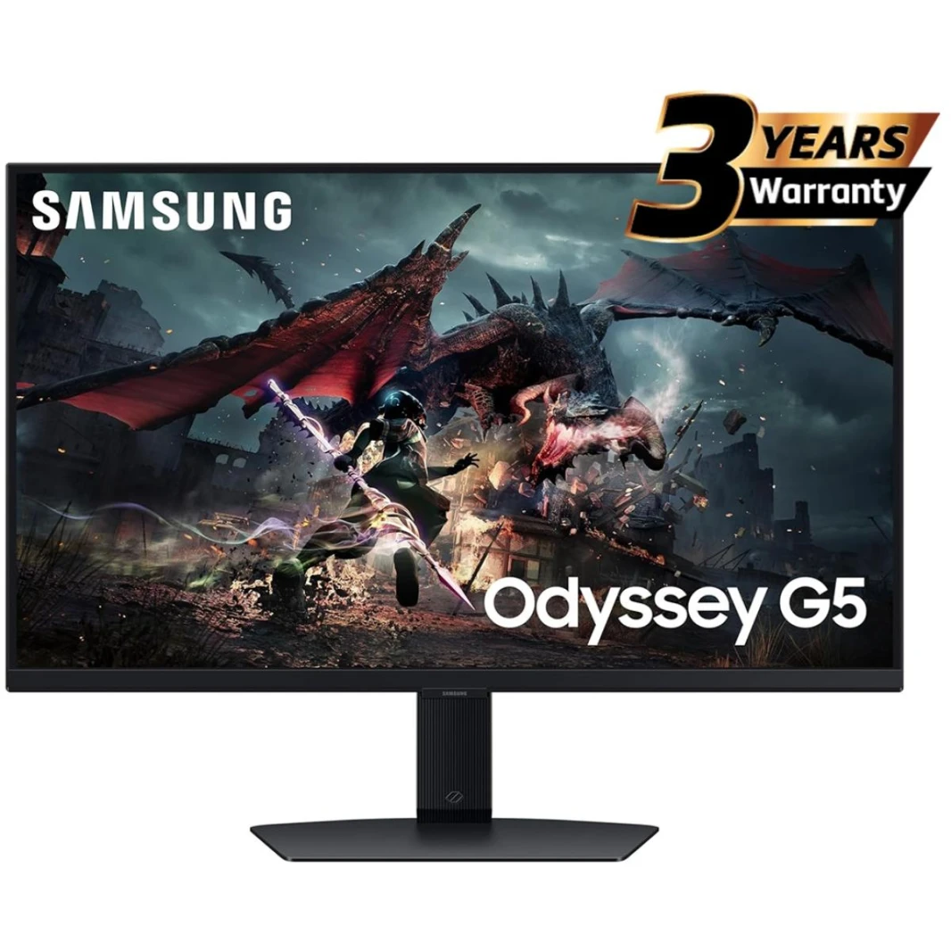 Samsung Odyssey G5 2024 (DG502) ، 27 "شاشة مسطحة IPS 2K (2560 × 1440) 180 هرتز 1MS (GTG) ، DisplayHdr 400 ، 99 ٪ SRGB ، 8 بت ، AMD FreeSync w/ ergonomonic