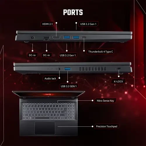 Acer Nitro ANV15-51-59RM Gaming Laptop Intel Core I5-13420H Processor (8 GB/ 512 GB SSD/ NVIDIA GEFORCE RTX 2050/ 165Hz) ANV15-51