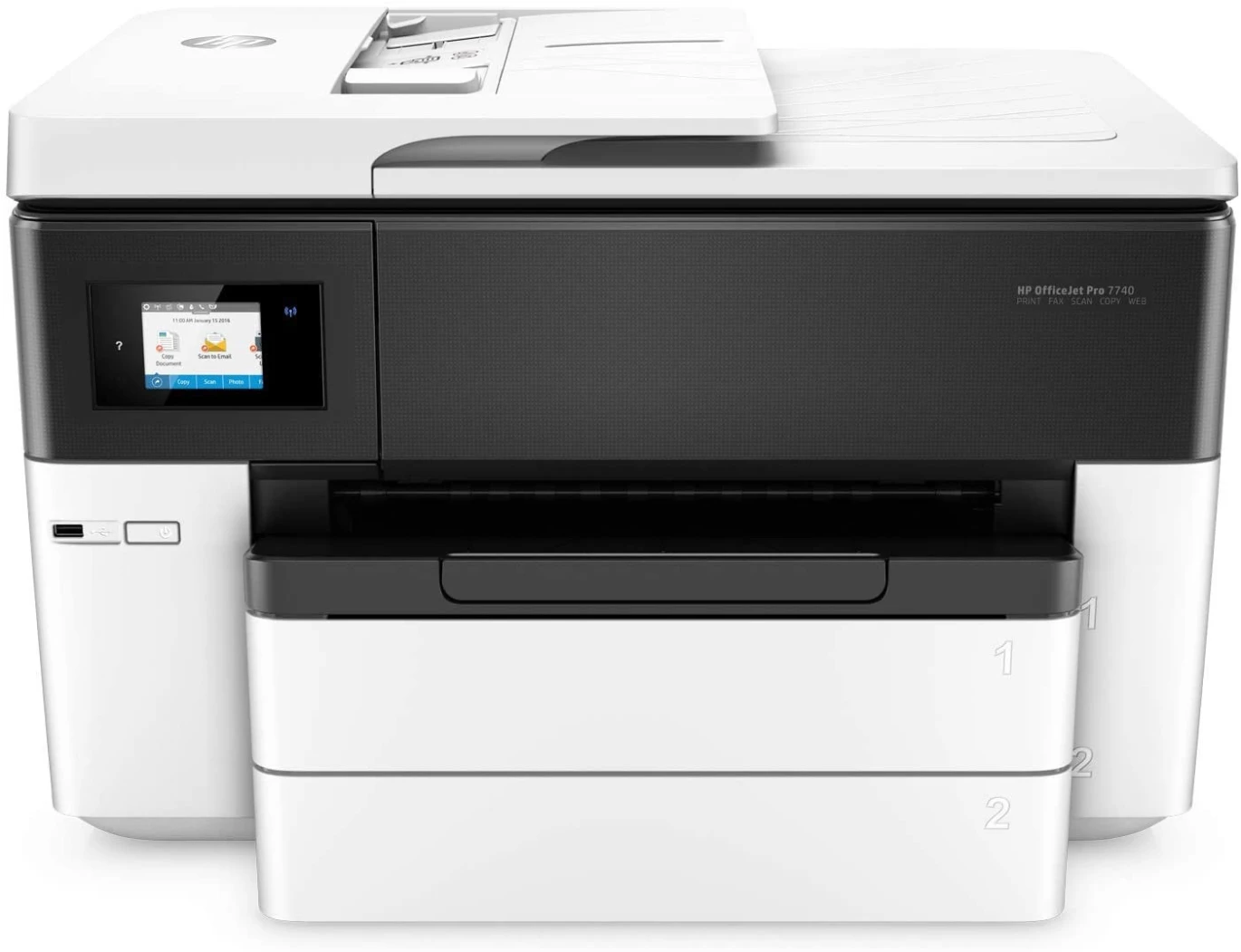 HP OfficeJet Pro 7740 All-in-One A3 Wide Format Wireless Printer مع وحدة تغذية أوتوماتيكية للوثائق ، ومستحضر الشبكة ، وطباعة دوبلكس وماسحة ضوئية A3