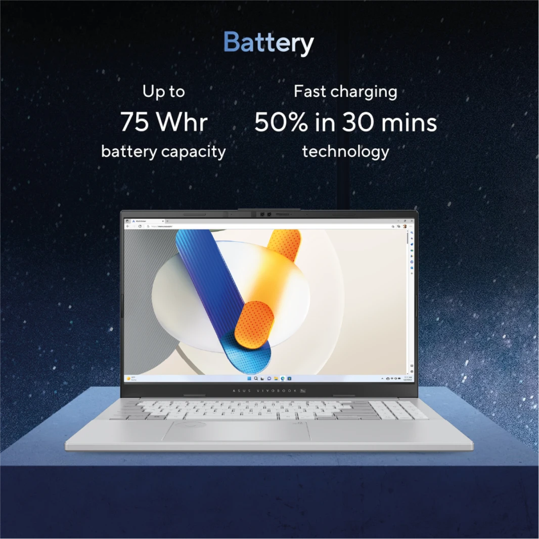 Asus Vivobook Pro N6506MV-MA022 OLED (2024) ، AI Ready ، 15.6 "3K 120Hz OLED CAPTOP ، Intel Core Ultra 7 155H ، NVIDIA GEFORCE RTX ™ 4060 ، 1TB SSD ، Silver Cool Silver