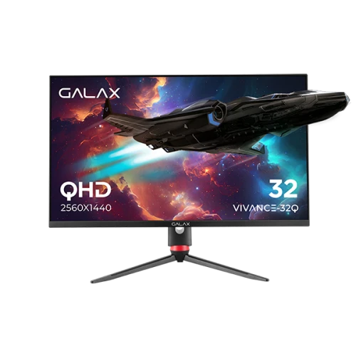 Galax Vivance-32Q 32 '' 165Hz 1MS 2K IPS 100 ٪ SRGB HDR G-SYNC HDMI V2.1 MORTORING W/SPEEMER