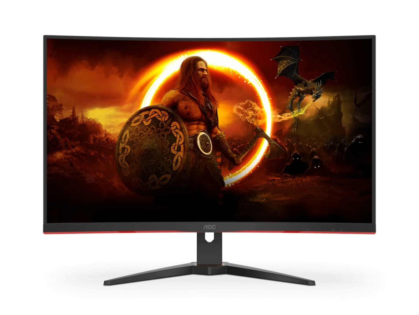 AOC C32G2ZE 31.5 "1920 × 1080 (FHD) VA 240Hz 0.5ms HDMI 2.0 \ DP 1.2 شاشة منحنية مع AMD Freesync Premium - Black