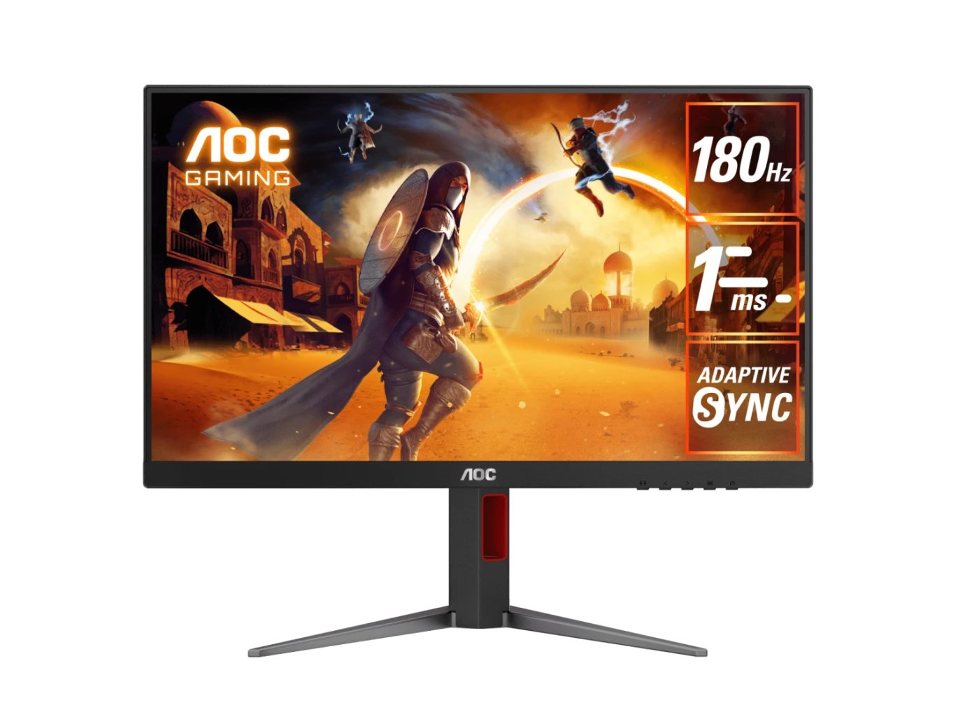 AOC 27G4 27 "1920 × 1080 (FHD) IPS 180Hz .05ms HDMI 2.0 \ DP 1.4 شاشة مسطحة للألعاب مع HDR10 ، المزامنة التكيفية والوقوف القابلة للتعديل (تعديل الارتفاع ، الدوران ، الإمالة & pivot) - الأسود