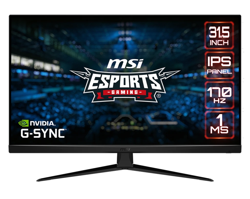 MSI G321Q 31.5" 2560 x 1440 (QHD 2K) IPS 170Hz 1ms HDMI 2.0b \ DP 1.4 Flat Gaming Monitor With HDR, AMD Freesync Premuim & Nvidia G-Sync Compatible - Black