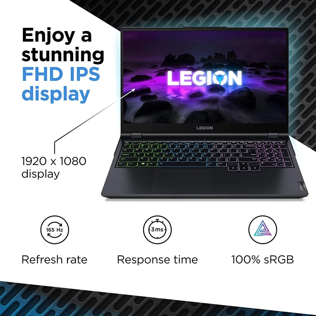 Lenovo Legion 5 15ith6 Intel® 11th Gen Core ™ I5-11400H ، 16GB DDR4 RAM ، 512GB NVME® SSD ، NVIDIA® GEFORCE ™ RTX 3050 TI 4GB GDDR6 ، 15.6 IPS 1920 × 1080 (FHD)