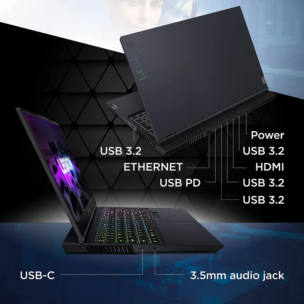 Lenovo Legion 5 15ith6 Intel® 11th Gen Core ™ I5-11400H ، 16GB DDR4 RAM ، 512GB NVME® SSD ، NVIDIA® GEFORCE ™ RTX 3050 TI 4GB GDDR6 ، 15.6 IPS 1920 × 1080 (FHD)