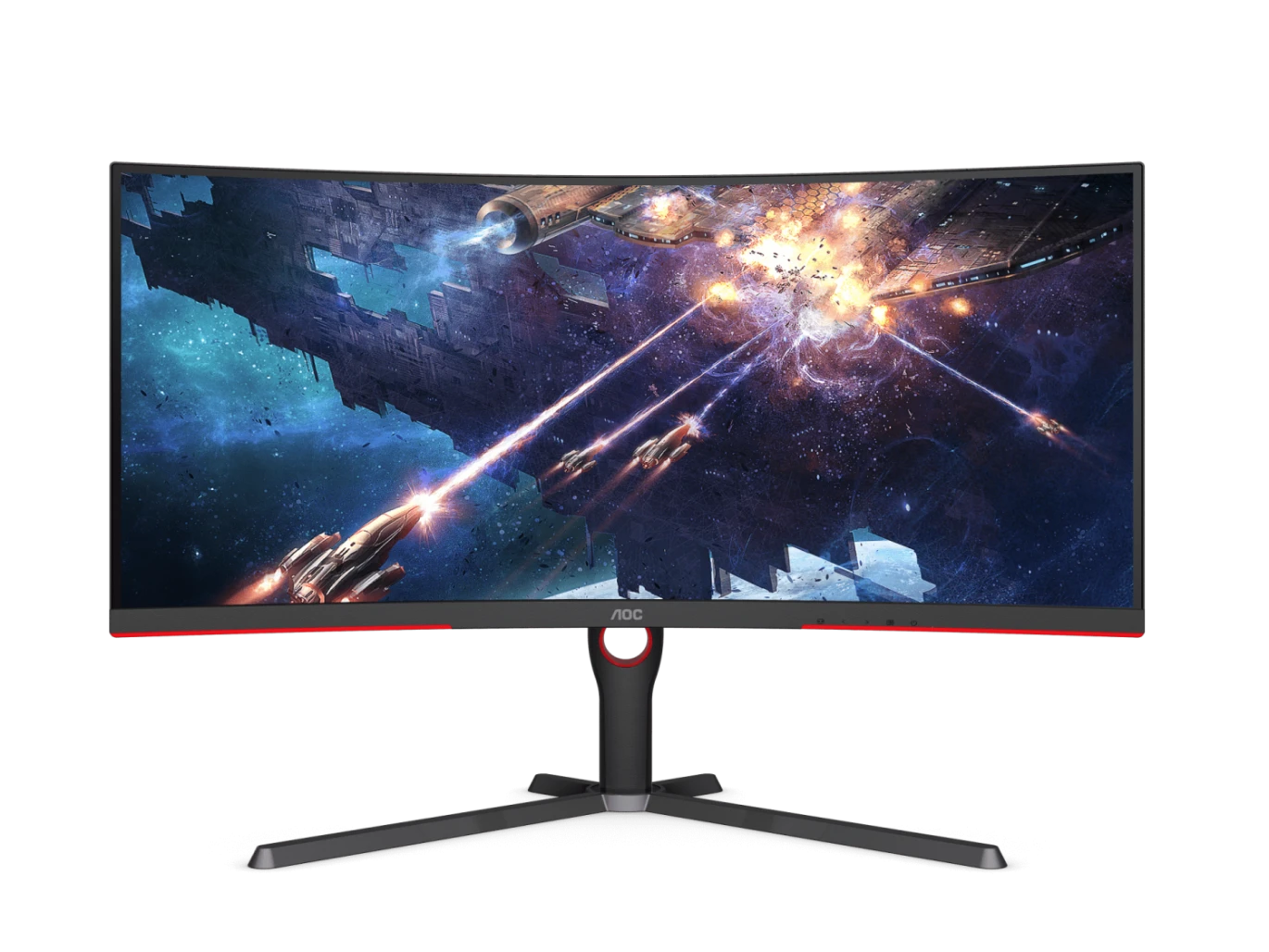 AOC CU34G3S 34 "3440 × 1440 (WQHD) VA 165Hz 1MS HDMI 2.0 \ DP 1.4 ، شاشة ألعاب USB محور مع AMD FREESYNC قبل التعديل (تعديل الارتفاع والتدوير)