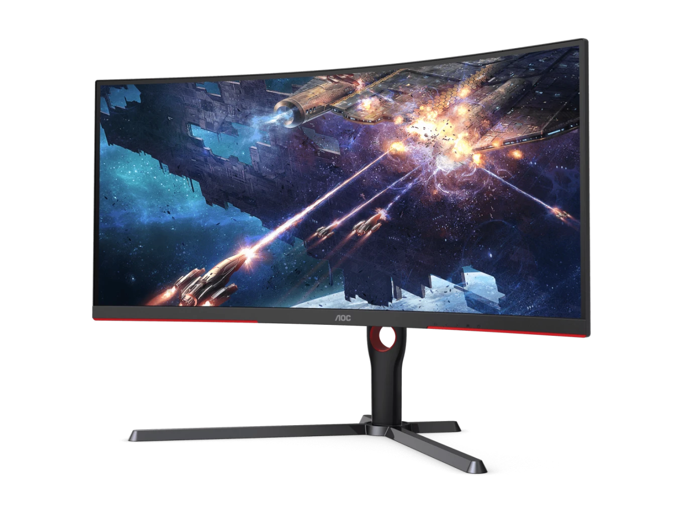 AOC CU34G3S 34 "3440 × 1440 (WQHD) VA 165Hz 1MS HDMI 2.0 \ DP 1.4 ، شاشة ألعاب USB محور مع AMD FREESYNC قبل التعديل (تعديل الارتفاع والتدوير)