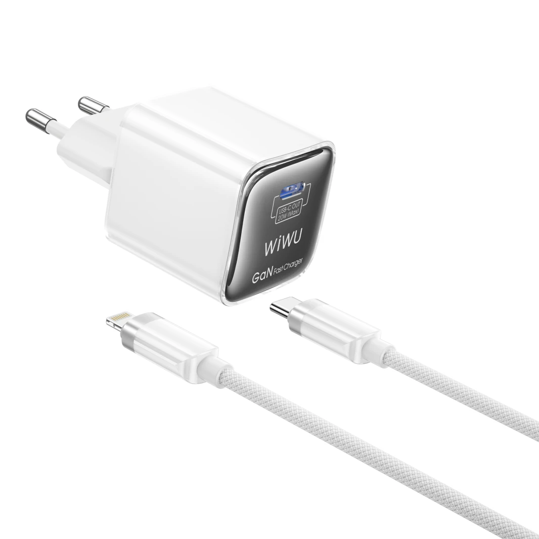 Jello 20W GAN Charger+ Cable مجموعات الاتحاد الأوروبي+ Type-C إلى Type-C Cable Wi-U030 EU C-C