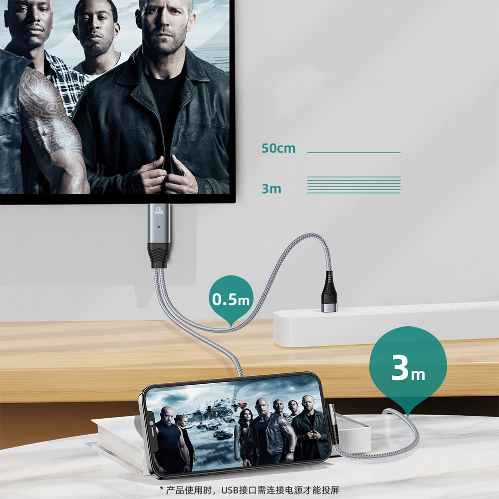 SY-35L1 Lightning to HDMI 4K mirroring cable 3m