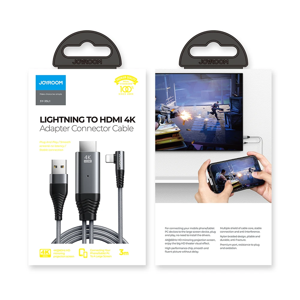 SY-35L1 Lightning to HDMI 4K mirroring cable 3m