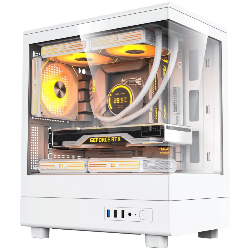 Darkflash DB330M Micro ATX Mid Tower Modern Armb Arming Case ، تصميم زجاجي بانورامي ، مع عشاق Argb (أبيض)