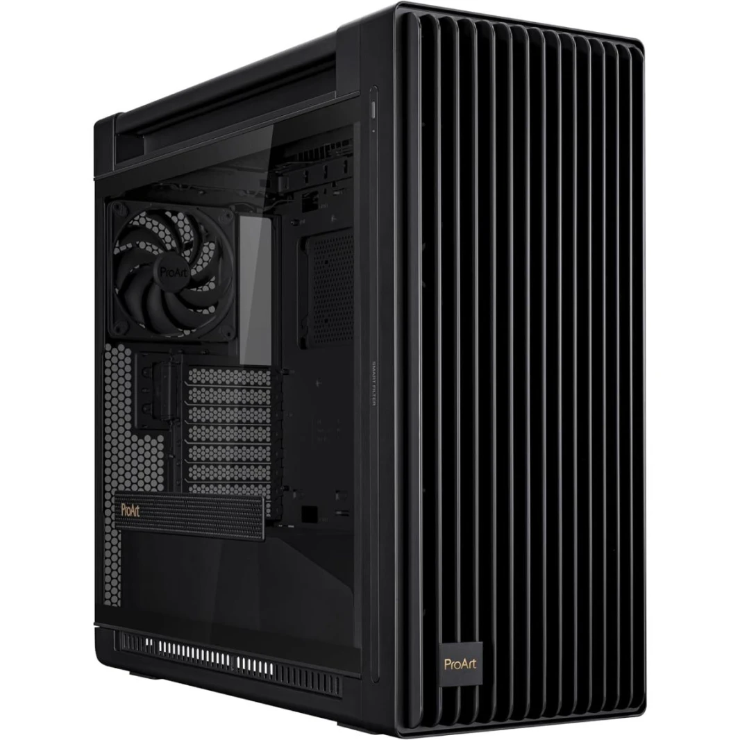 ASUS ProArt PA602 (Black) Mid Tower Premium Tempered Glass E-ATX Case Up To 420mm Radiator Support w/ 6 PWM Fan Hub, Front Grill Design For Superior Airflow, Front Panel IR Dust Detection, Comes with 
