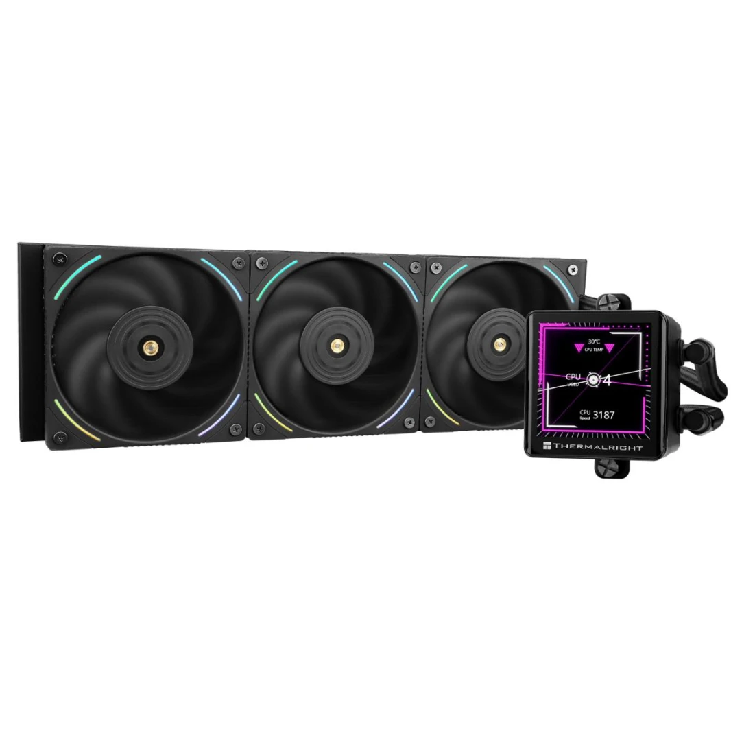 Thermalright Frozen Vision 360 Black ARGB CPU Liquid Cooler w/ 2.88" IPS LCD Display For Pictures, Videos, Animations, High Performance AIO w/ 3x TL-K12 Fans, LGA1700