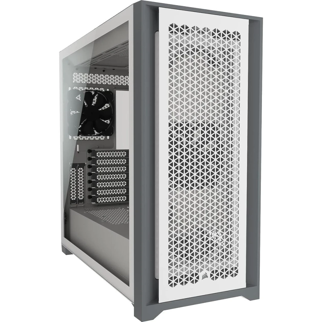 Corsair iCUE 5000D AIRFLOW Tempered Glass Mid-Tower ATX Gaming Case, High-Airflow Front Panel Includes 2x 120mm Fans-White