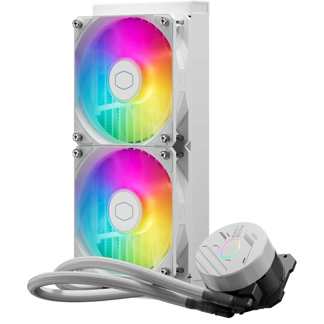Cooler Master MasterLiquid 240L Core ARGB (White) CPU Liquid Cooler, New Gen S Dual Chamber Pump, 120mm ARGB Fans w/ CryoFuze Performance Thermal Paste