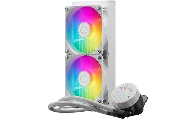Cooler Master MasterLiquid 240L Core ARGB (White) CPU Liquid Cooler, New Gen S Dual Chamber Pump, 120mm ARGB Fans w/ CryoFuze Performance Thermal Paste
