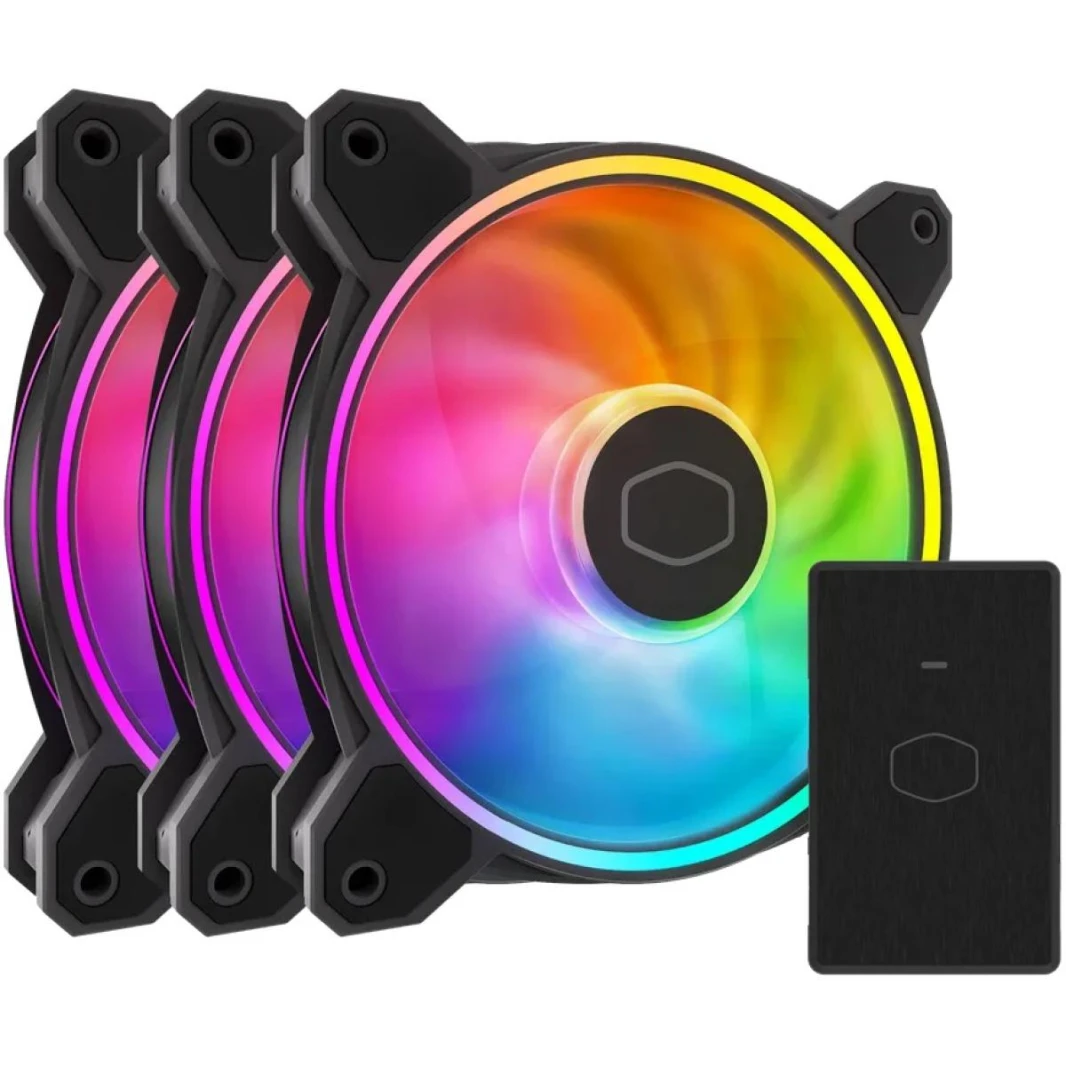 Cooler Master MASTERFAN MF120 HALO² ARGB Dual Ring (Black) 3 IN 1 High-Performance Dual Loop LED Fans With Controller New Frame With Updated Lighting