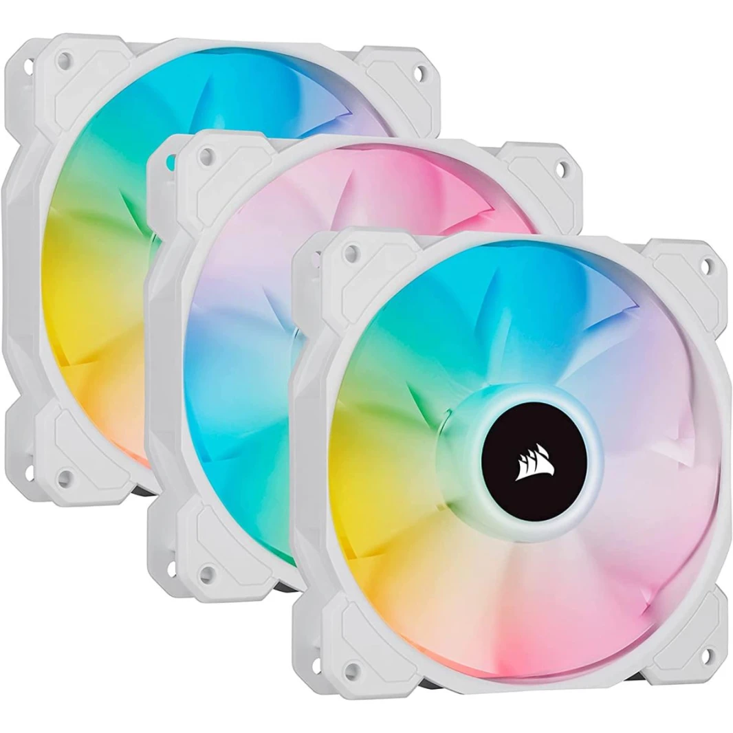 Corsair iCUE SP120 RGB ELITE 3IN1(White) PWM PC Low-Noise High & Performance Fans & w/ ICue Node Core Controller