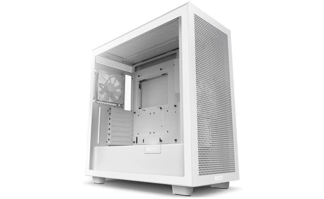NZXT H7 Flow ATX Tempered Glass Mid Tower Perforated & Ventilated Gaming Case w/ 2x120mm Fans & USB Type-C Port -Matte White