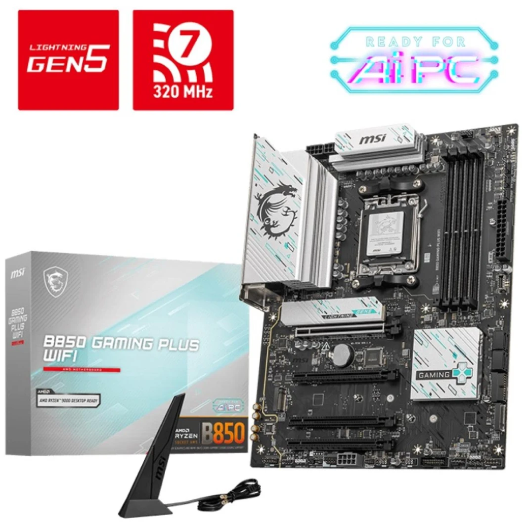 MSI B850 GAMING PLUS WIFI AMD RYZEN 7000 8000 9000 Series AM5/DDR5/PCIe 5.0/3xM.2 - ATX Gaming MotherBoard