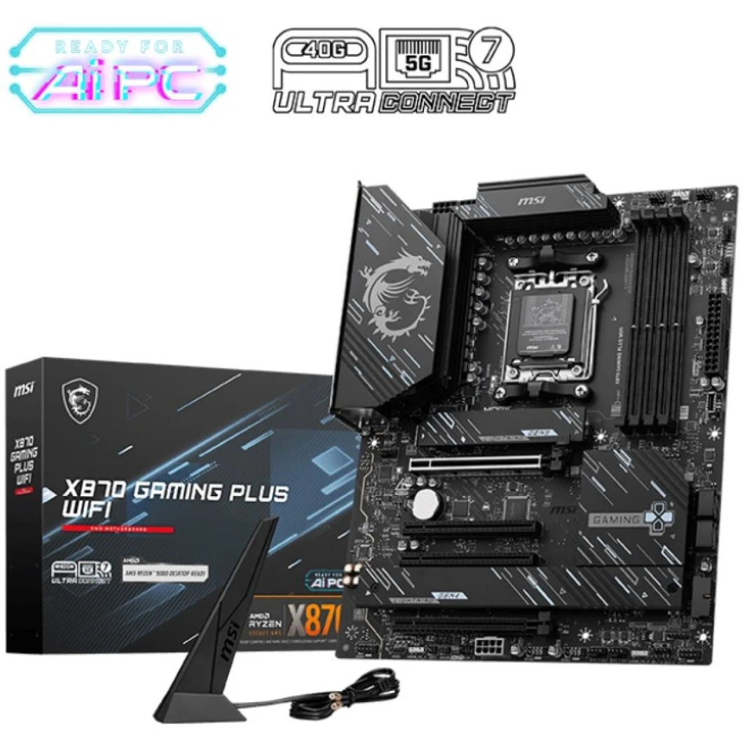 MSI X870 GAMING PLUS WIFI (Wi-Fi 7) AMD RYZEN 7000 8000 9000 Series AM5/DDR5/PCIe 5.0/3xM.2 - ATX Gaming MotherBoard