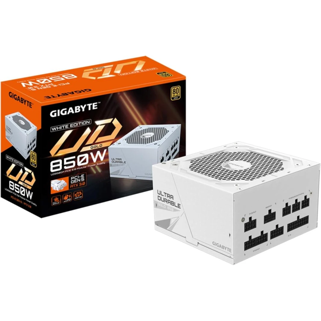 GIGABYTE UD850GM PG5 850W (ATX 3.0) PCIE 5.0 (12VHPWR) 80 Plus Gold Full Modular Power Supply (White Edition)