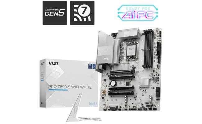 MSI Pro Z890-S WiFi White (Wi-Fi 7) ، Intel Core Ultra (Series 2) ، LGA 1851/DDR5/PCIe 5.0/3xm.2-ATX Gaming Motherboard