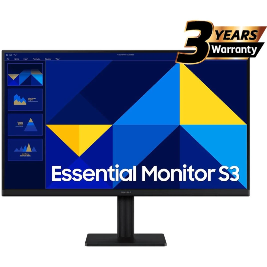 Samsung S3 Essential (D300) 27 "HD Full ، و IPS Flat Monitor ، 100 هرتز ، 5 مللي ثانية (GTG) ، تصميم Super Slim ، وضع رعاية العين و Flicker Free