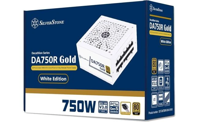 Silverstone DA750R (الإصدار الأبيض) Gold 750W (ATX 3.0) PCIE 5.0 (12VHPWR) 80 Plus Gold Full Modular - مزود طاقة عالية الأداء