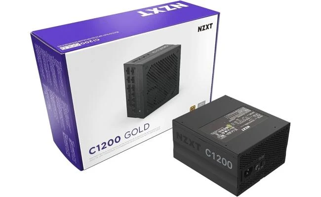 NZXT C1200 ، 1200W 80+ GOLD Full Modular (ATX 3.0) PCIE 5.0 (12VHPWR) مصدر طاقة ألعاب مع التحكم الصامت الهجين ، المحامل الديناميكية السوائل