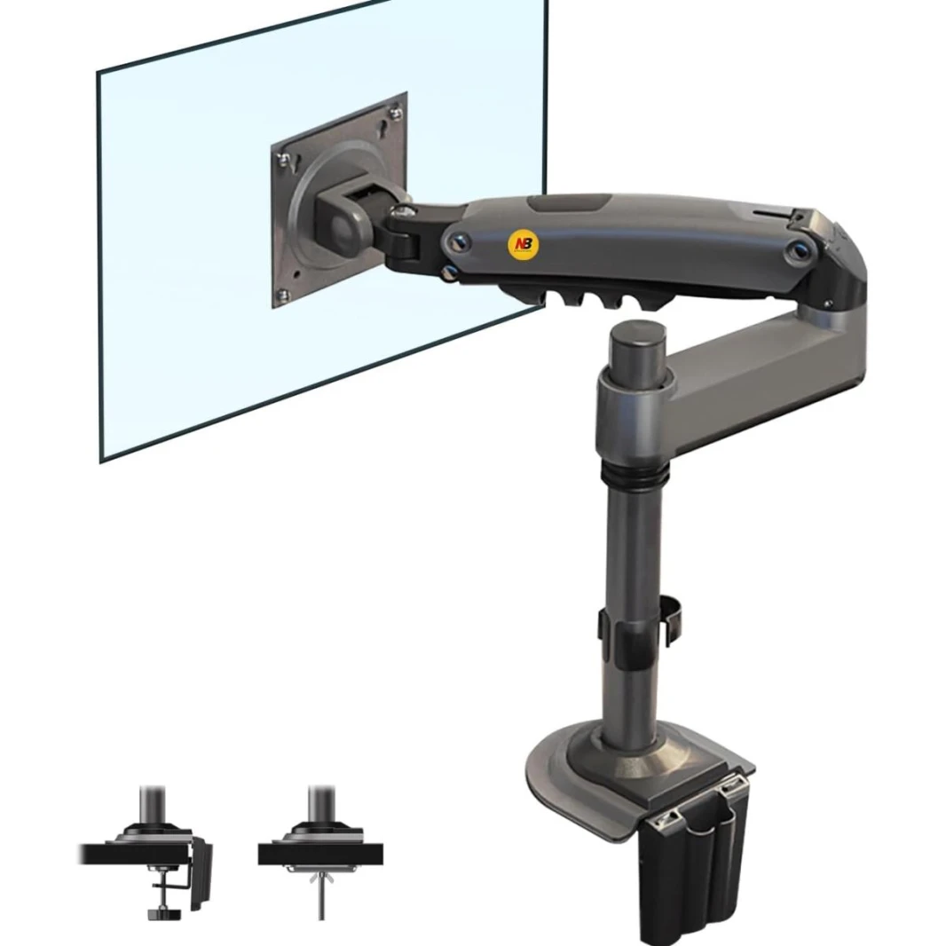 North Bayou (NB H100) ARCONMIC DESK MOUNT ARM Single Monitor Arm ، حتى 17-30 "حجم ووزن 2-9 كيلوجرام ، دوران أفقي أو عمودي 360 درجة ، VESA 75mm × 75 مم إلى 100 مم × 100 مم.
