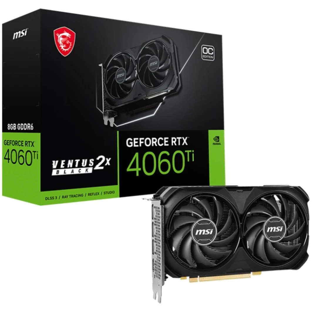 MSI Geforce RTX 4060 TI Ventus 2x أسود 8GB OC GDDR6 - بطاقة الرسومات