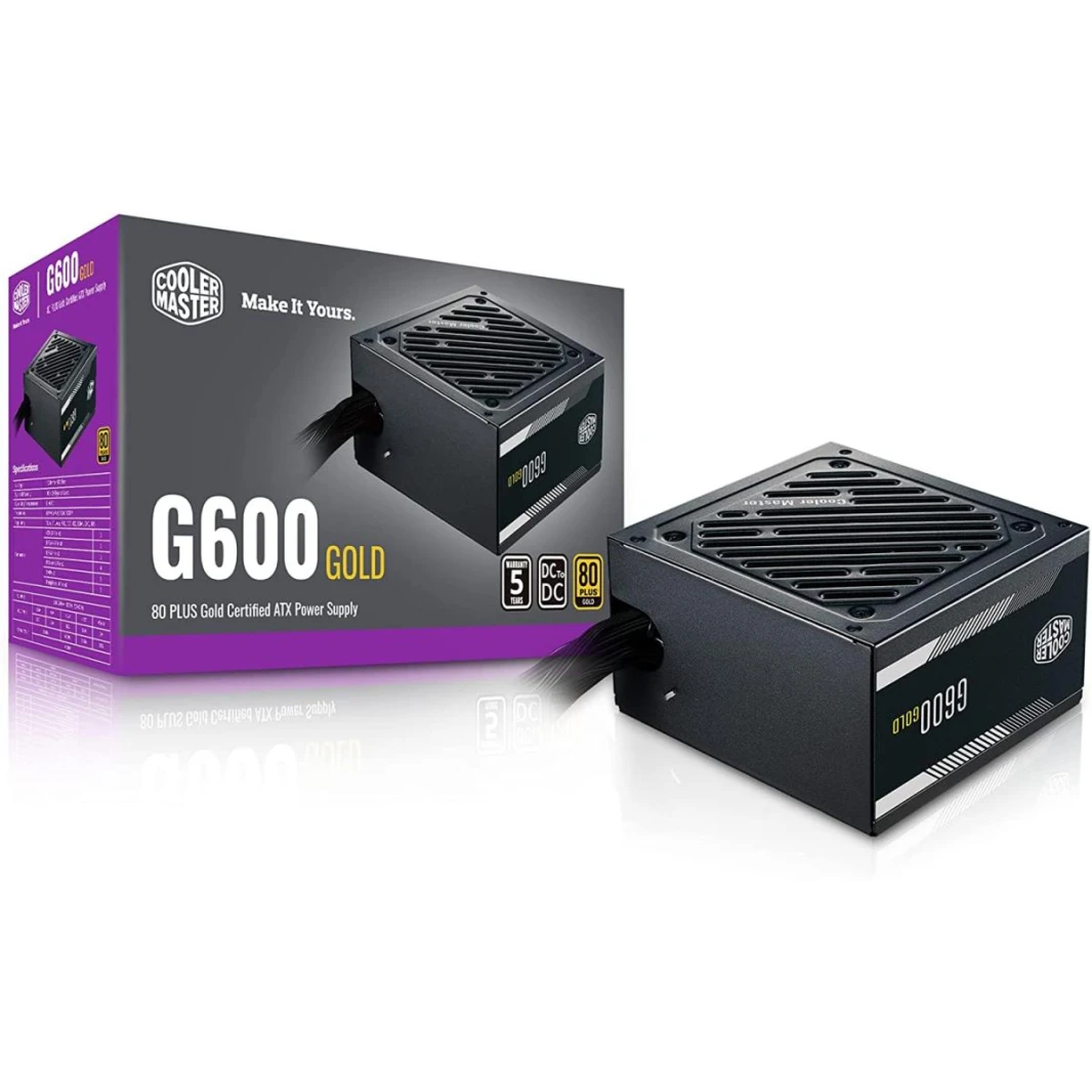 Cooler Master G600 ، 600W GOLD 80+ مصدر طاقة معتمد ث/ 120 مم مروحة HDB (غير مديلة)