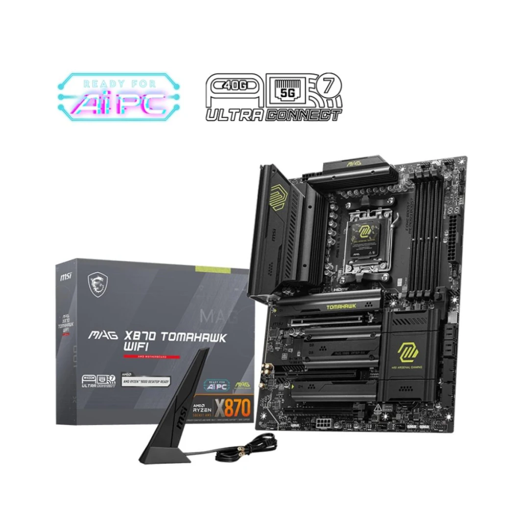 MSI MAG X870 TOMAHAWK WIFI (WI -FI 7) AMD RYZEN 7000 8000 9000 Series AM5/DDR5/PCIE 5.0/4XM.2 - ATX Gaming Motherboard