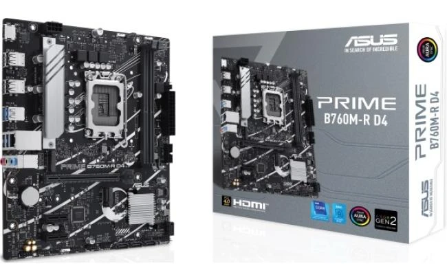 ASUS PRIME B760M -R D4 ، INTEL 14th 12th Series ، LGA 1700/DDR4/PCIE 4.0/2XM.2 - Matx Gaming Motherboard